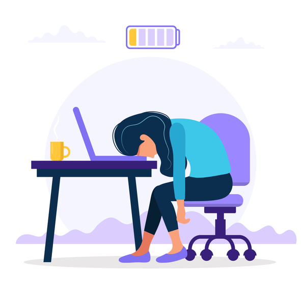 worker at desk asleep from being tired